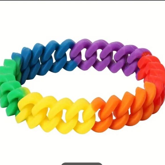 PRIDE rainbow set of 2 bracelets wristbands - Picture 2 of 6